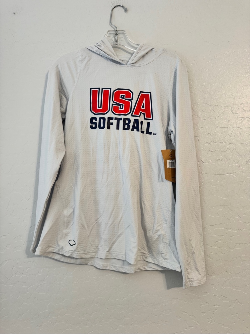EvoShield USA Softball Gray Pullover Hoodie Long Sleeve Graphic Logo Size M